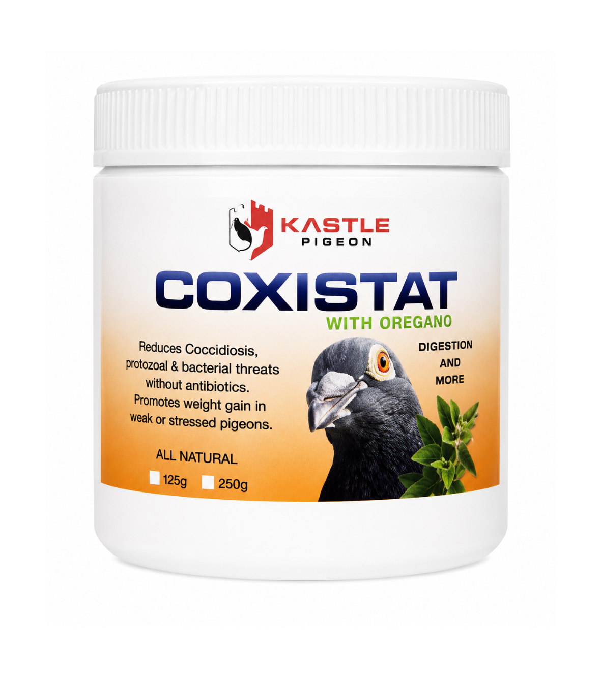 Kastle Pigeon CoxiStat™ with Oregano | Natural Digestive & Intestinal Health Support (250g)