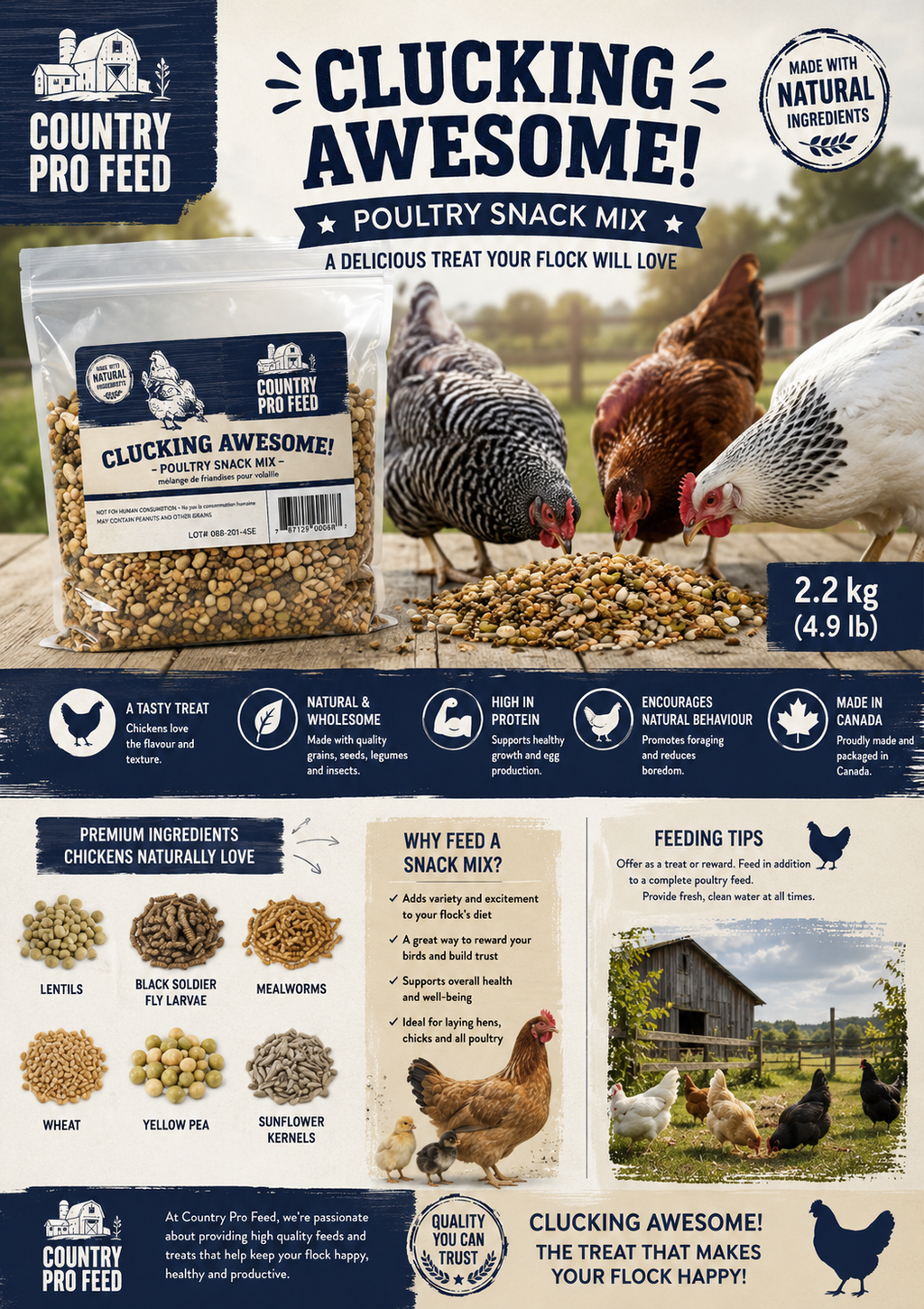 Country Pro Clucking Awesome Poultry Snack Mix 2.2KG