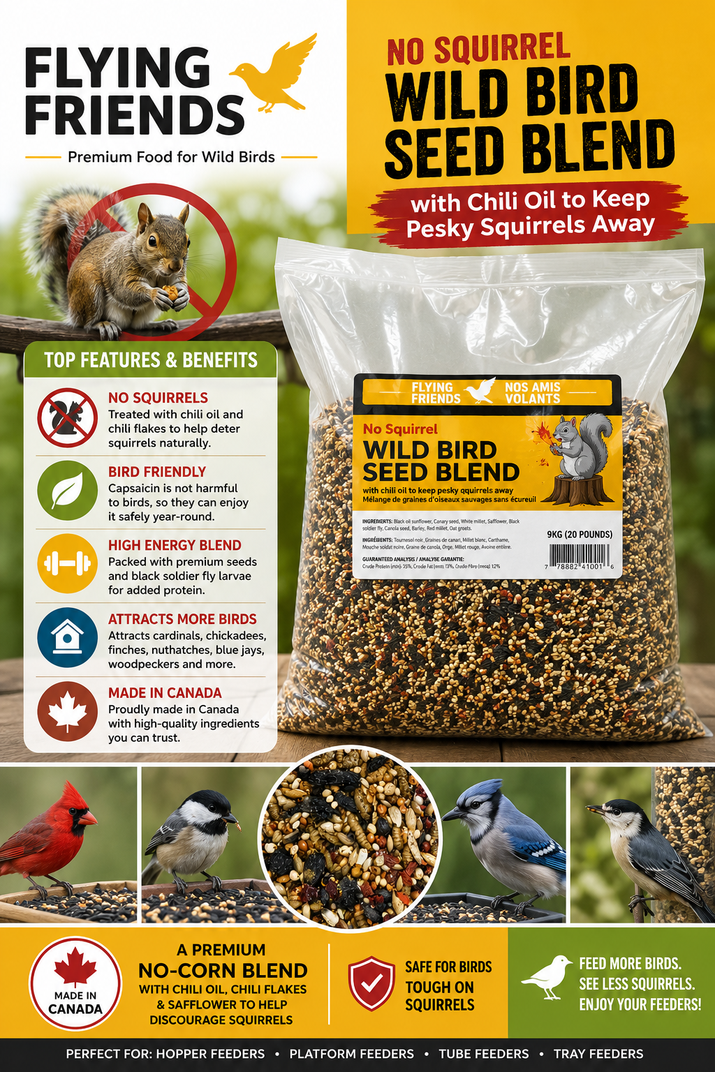 No Squirrel Wild Bird Seed Blend 9KG