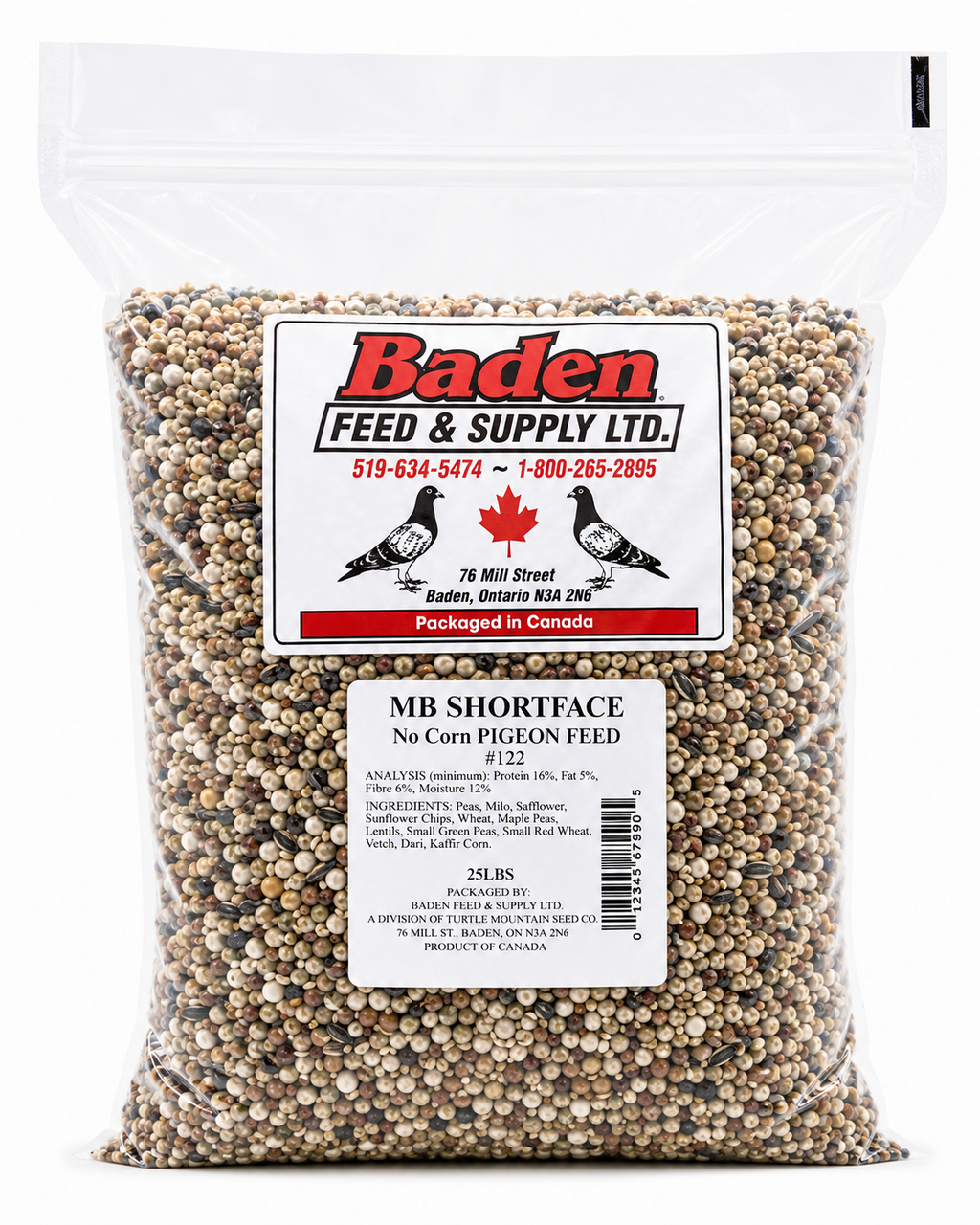 Baden MB Shortface No Corn Pigeon Feed #123 – 25 lb (11.34KG)